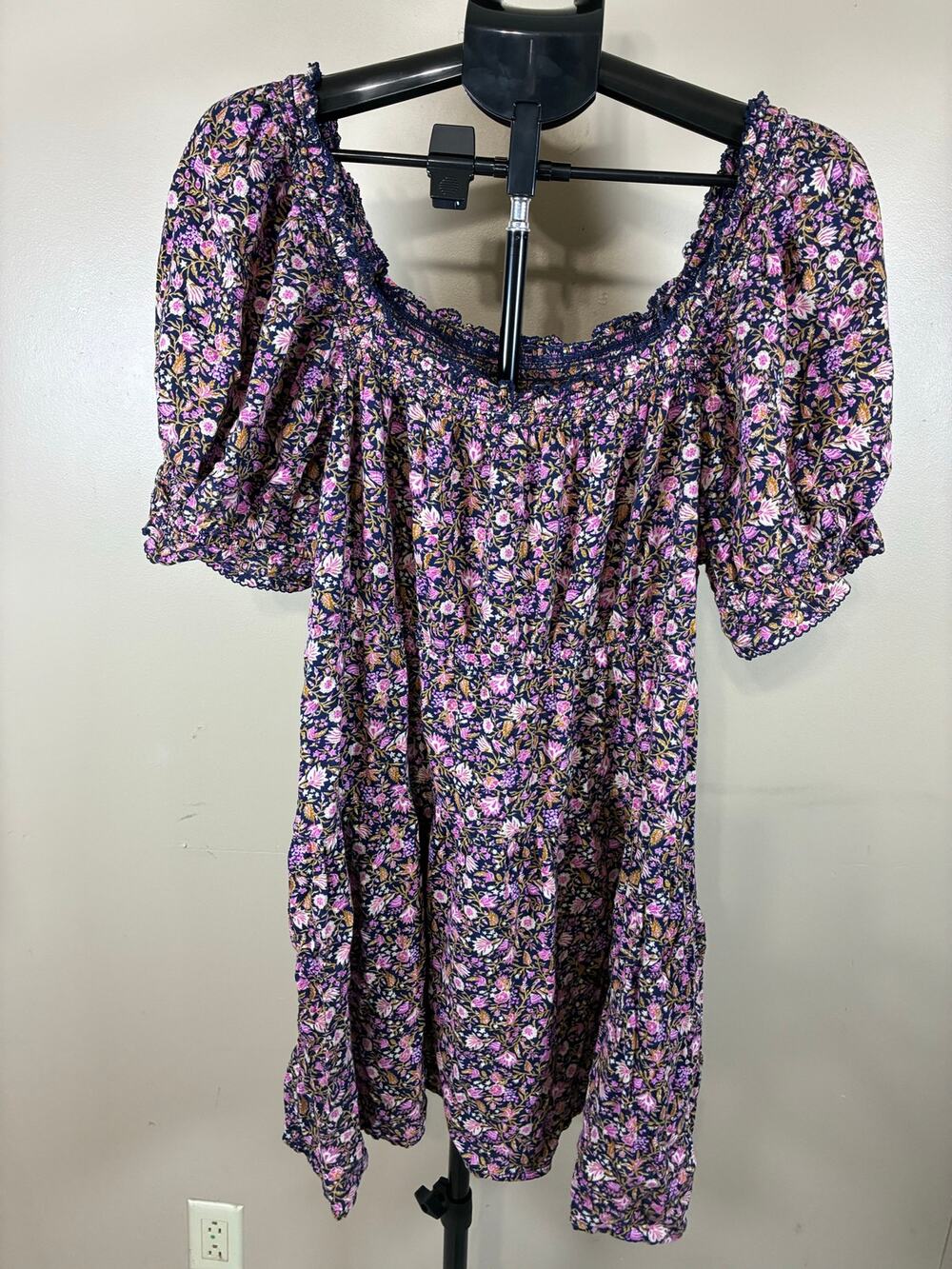 Old Navy Cottagecore Floral Smocked Tiered Mini Dress Puff Sleeve Size XL